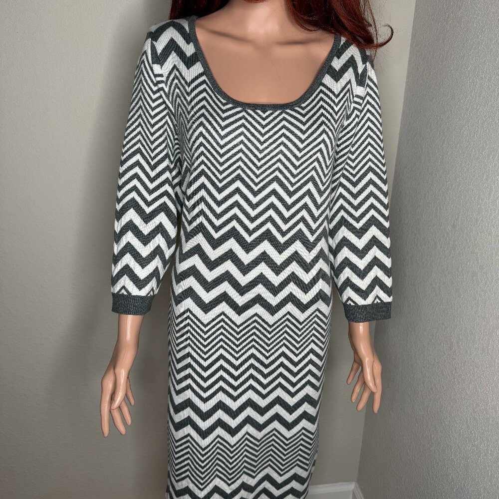 Pink Rose Black and White Chevron Dress